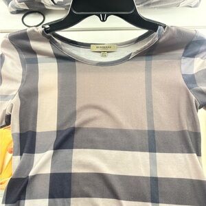Burberry Gray and Cream Check Top